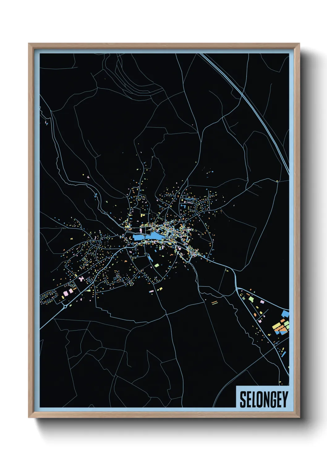 Une affiche de carte sur Selongey