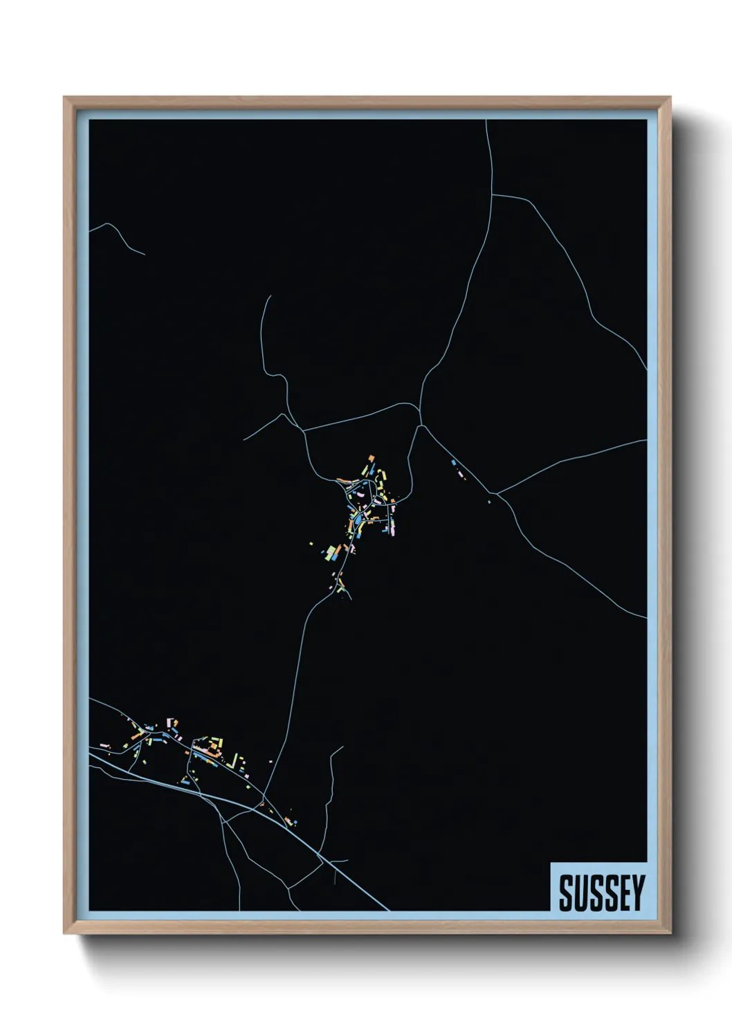 Une affiche de carte sur Sussey