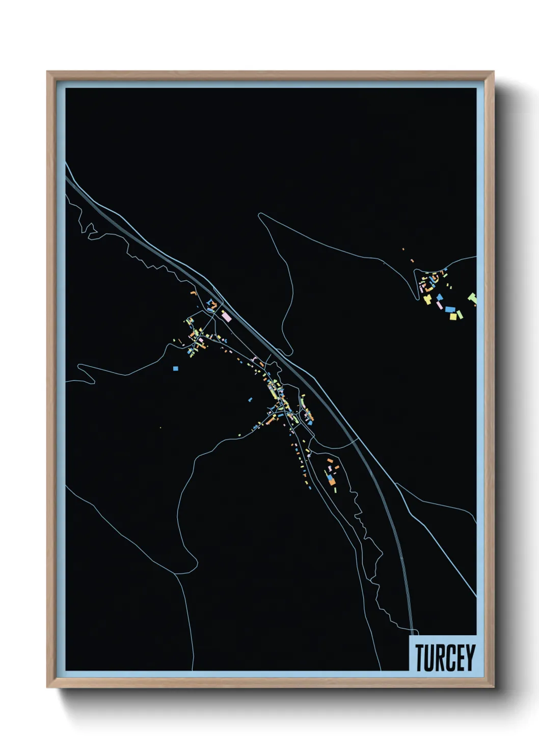 Une affiche de carte sur Turcey