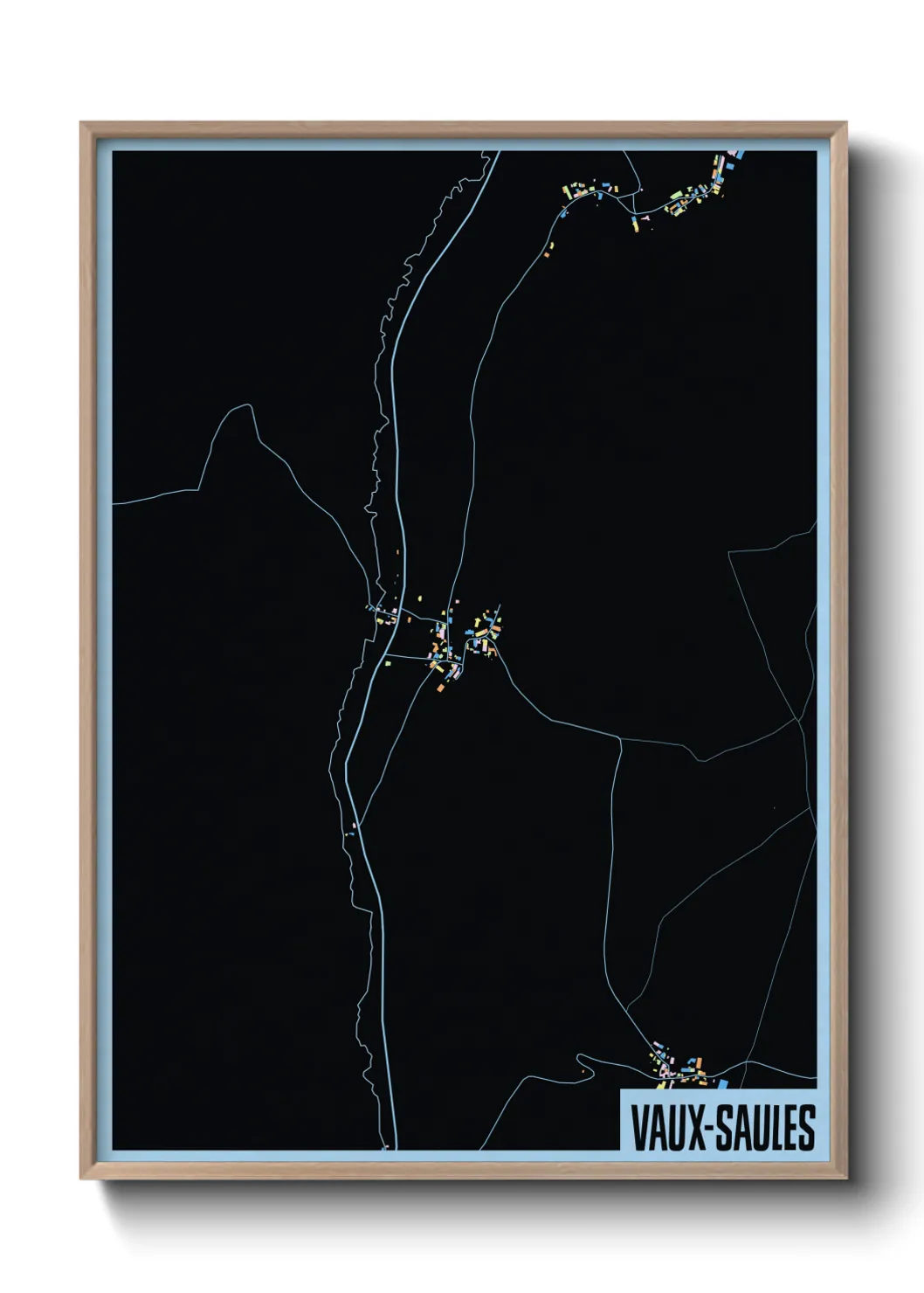 Une affiche de carte sur Vaux-Saules