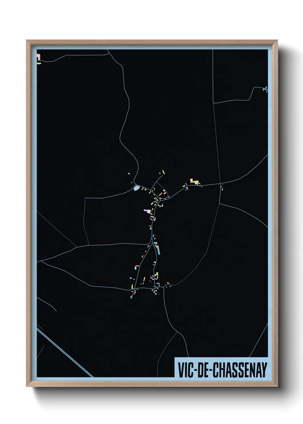 Une affiche de carte sur Vic-de-Chassenay