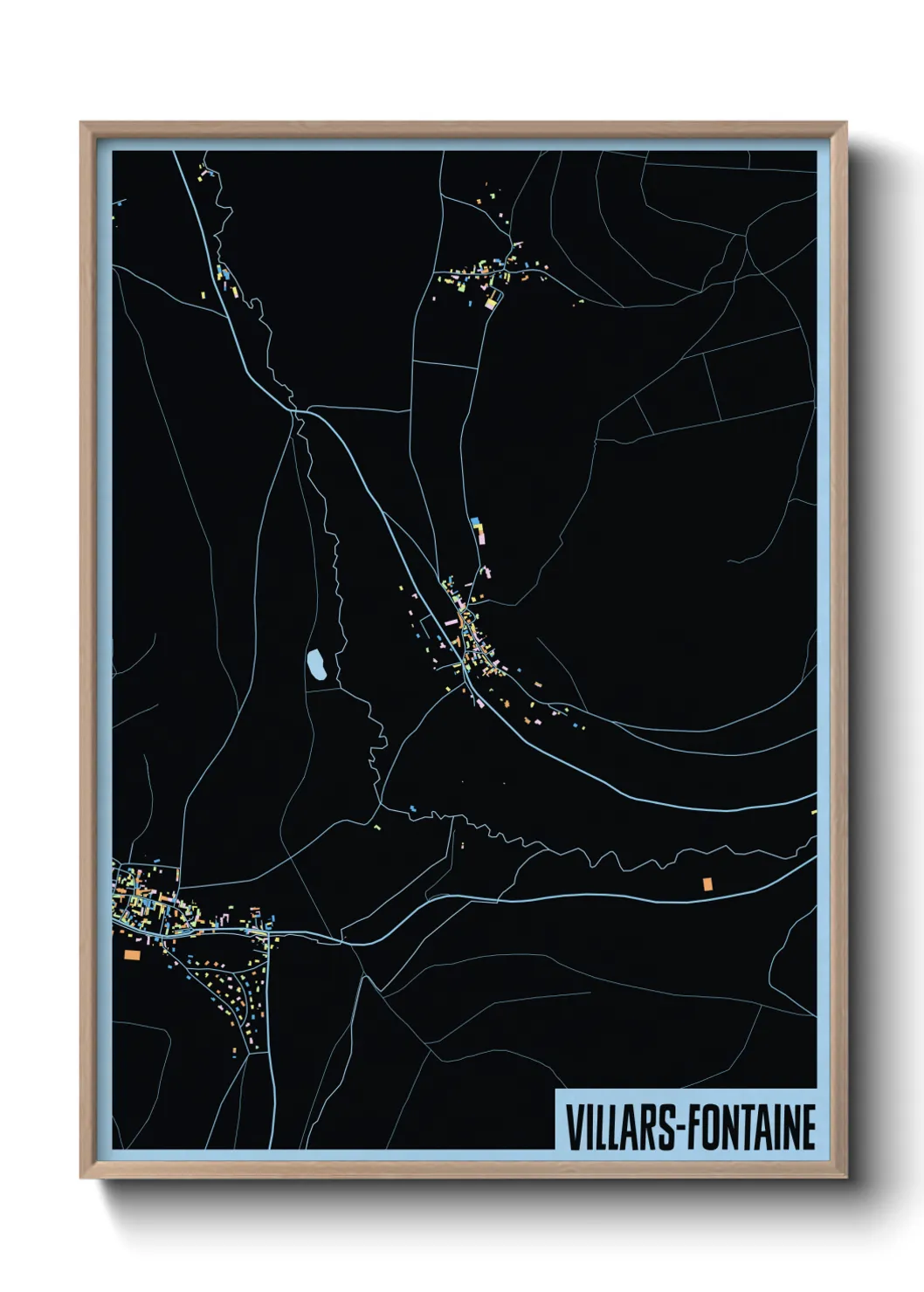 Une affiche de carte sur Villars-Fontaine