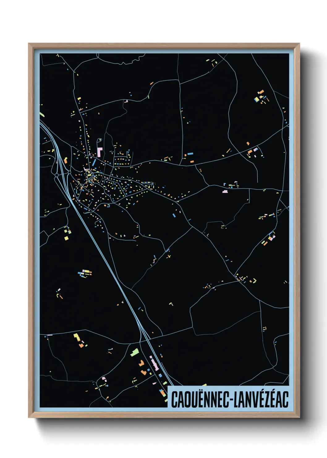 Une affiche de carte sur Caouënnec-Lanvézéac