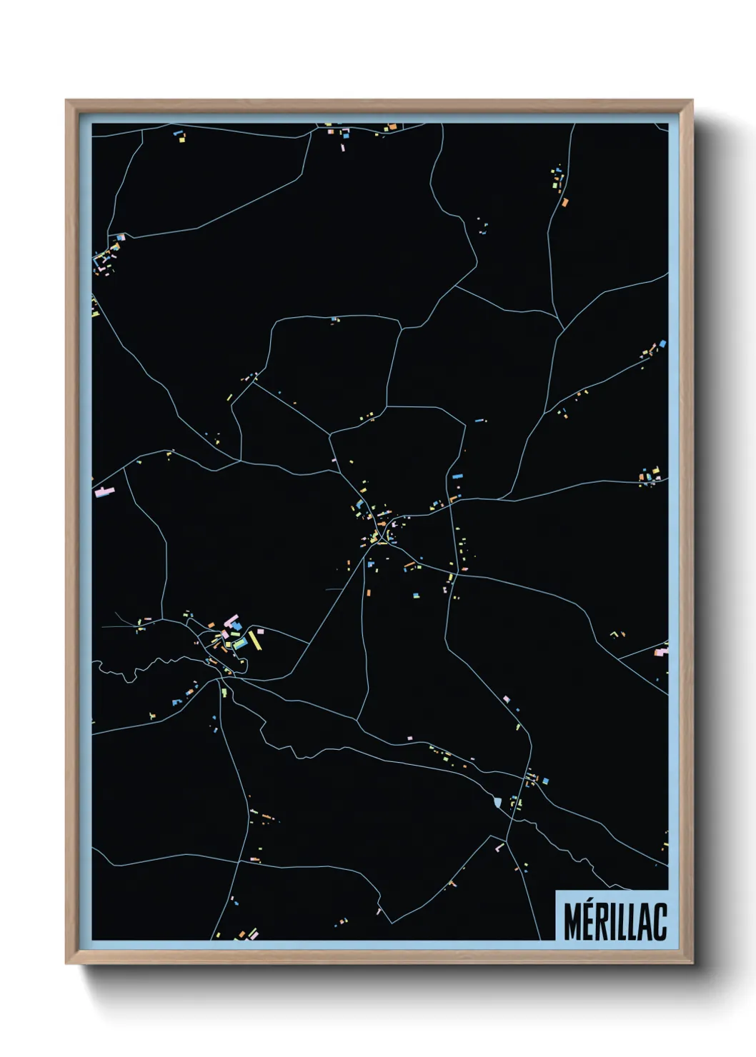 Une affiche de carte sur Mérillac