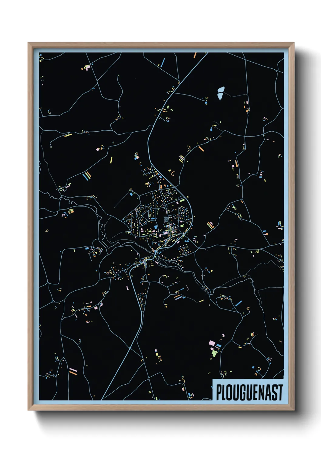 Une affiche de carte sur Plouguenast