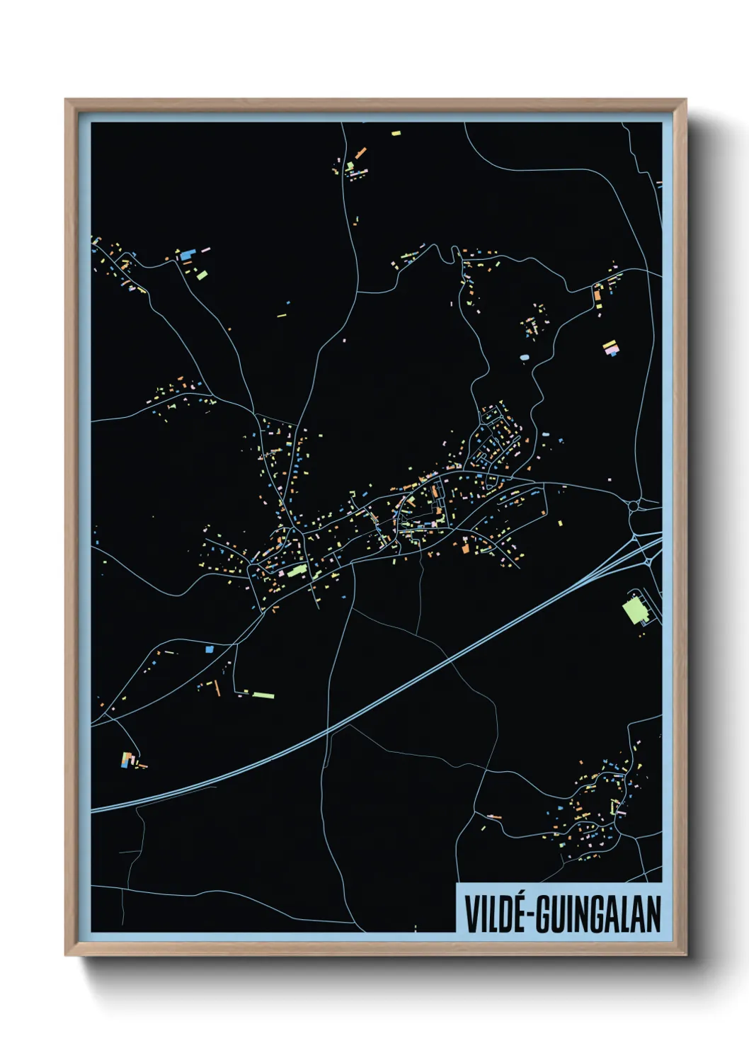 Une affiche de carte sur Vildé-Guingalan