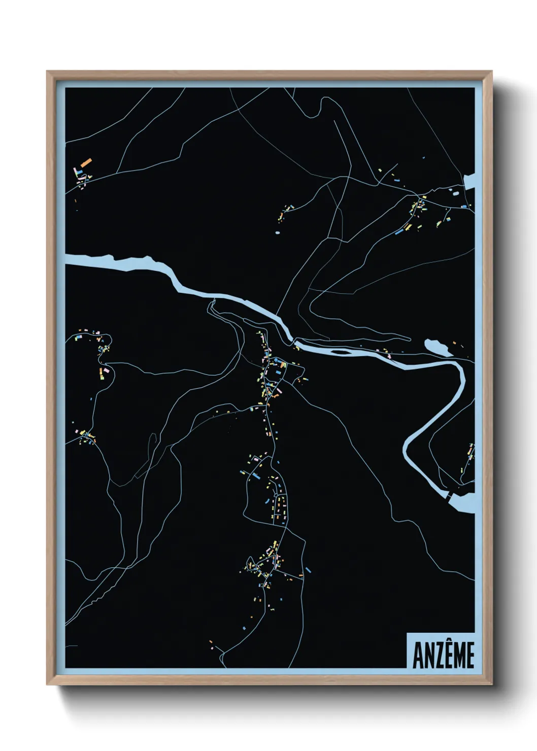 Une affiche de carte sur Anzême