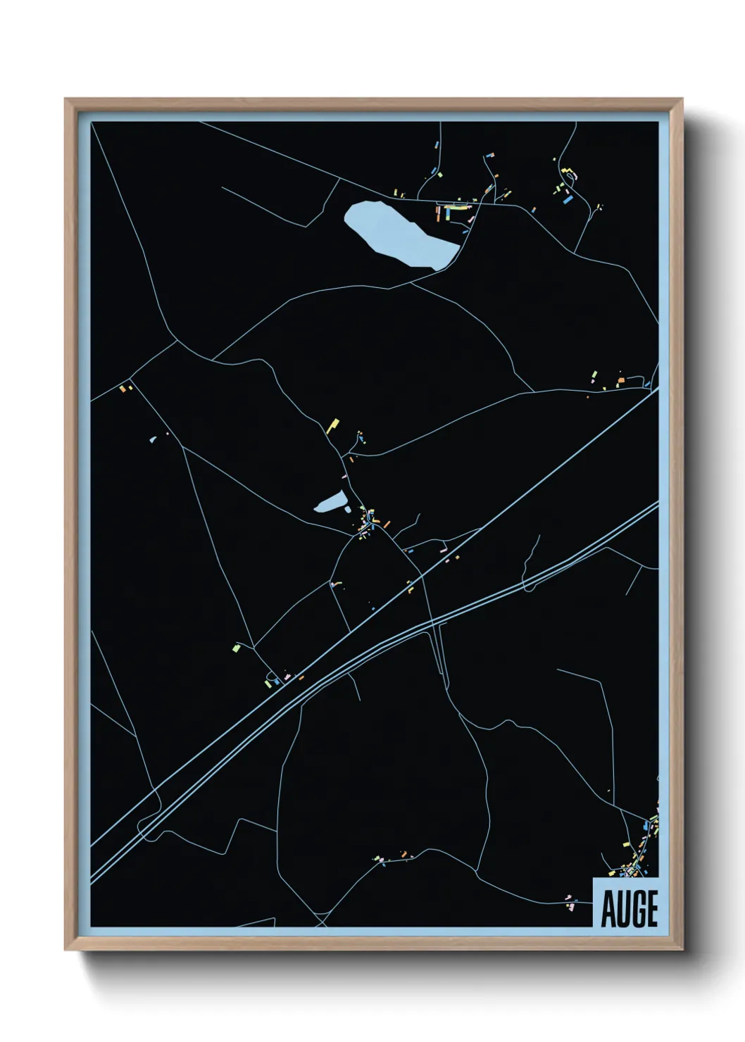 Une affiche de carte sur Auge