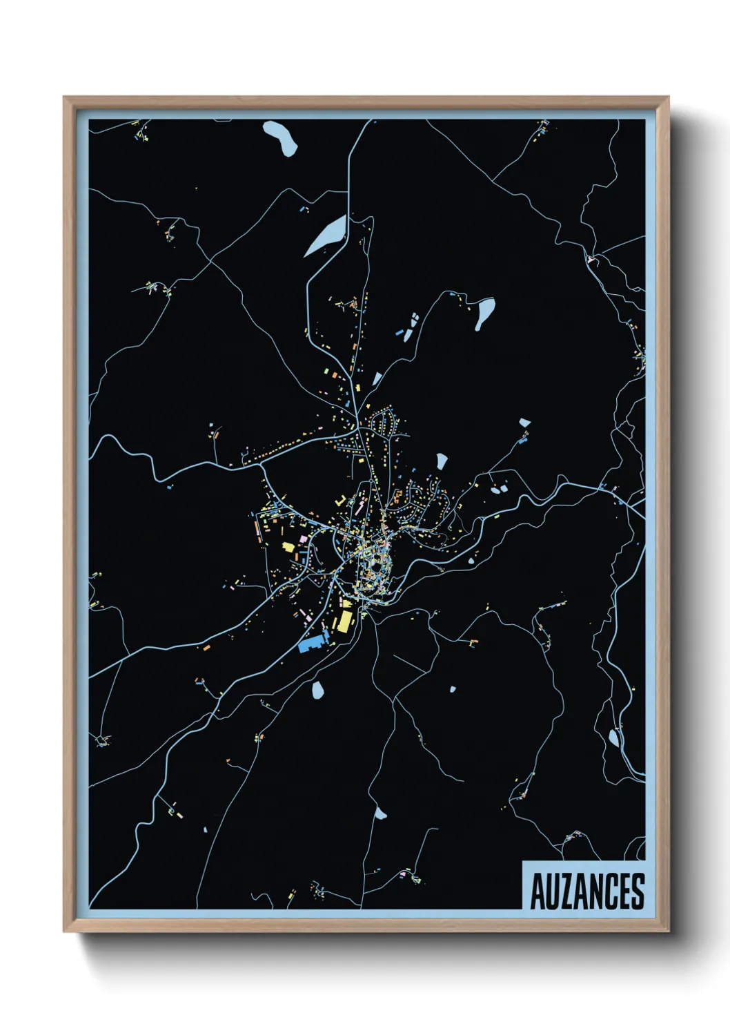 Une affiche de carte sur Auzances