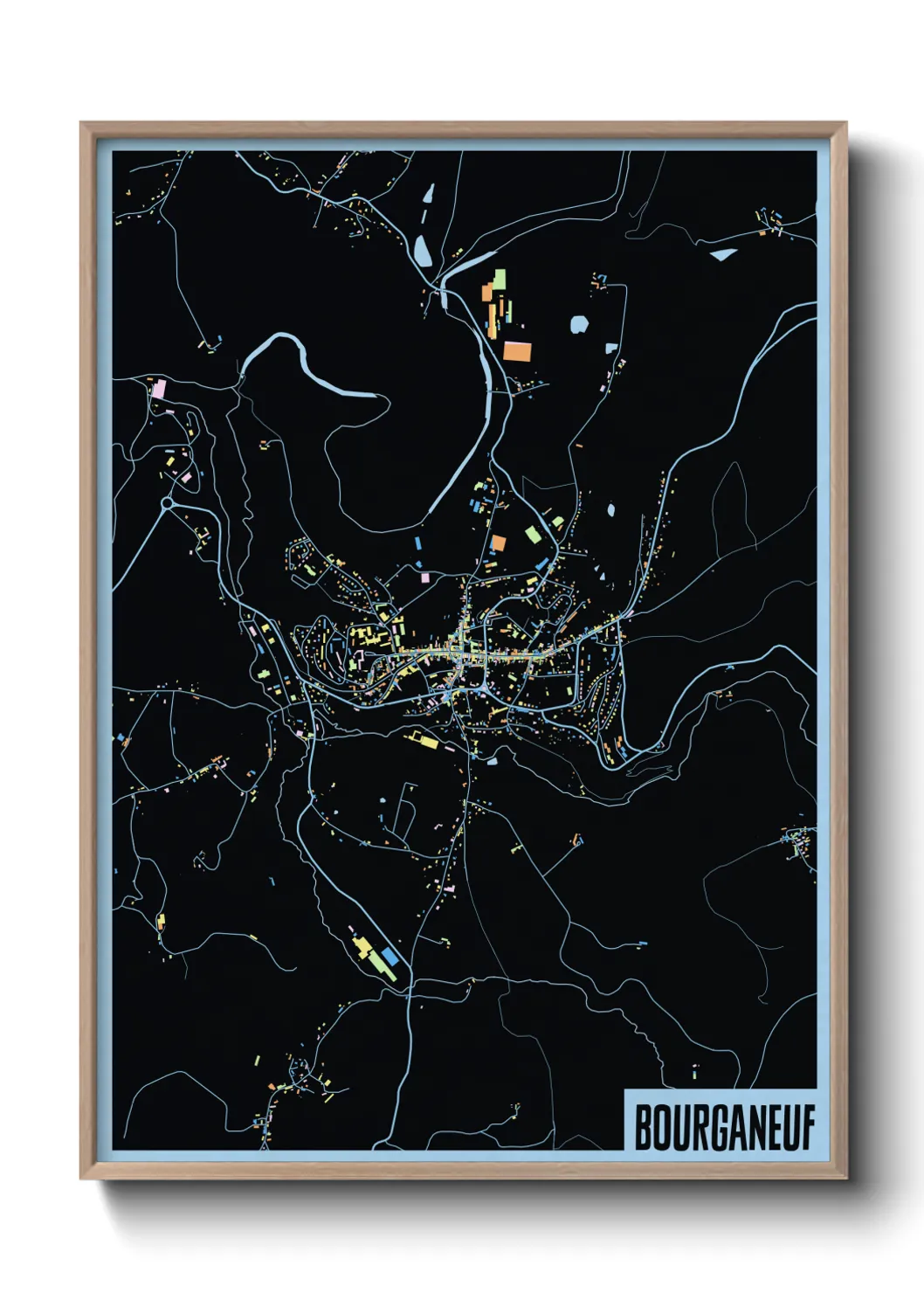 Une affiche de carte sur Bourganeuf