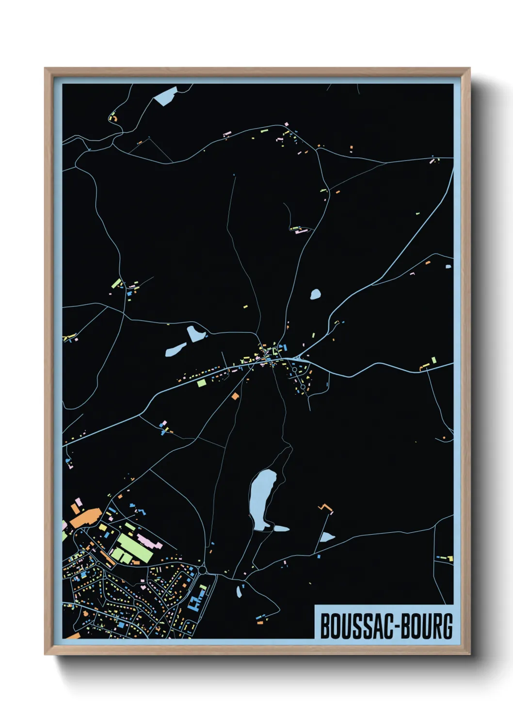 Une affiche de carte sur Boussac-Bourg