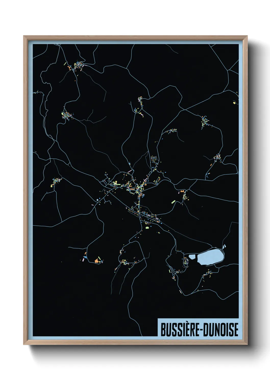 Une affiche de carte sur Bussière-Dunoise