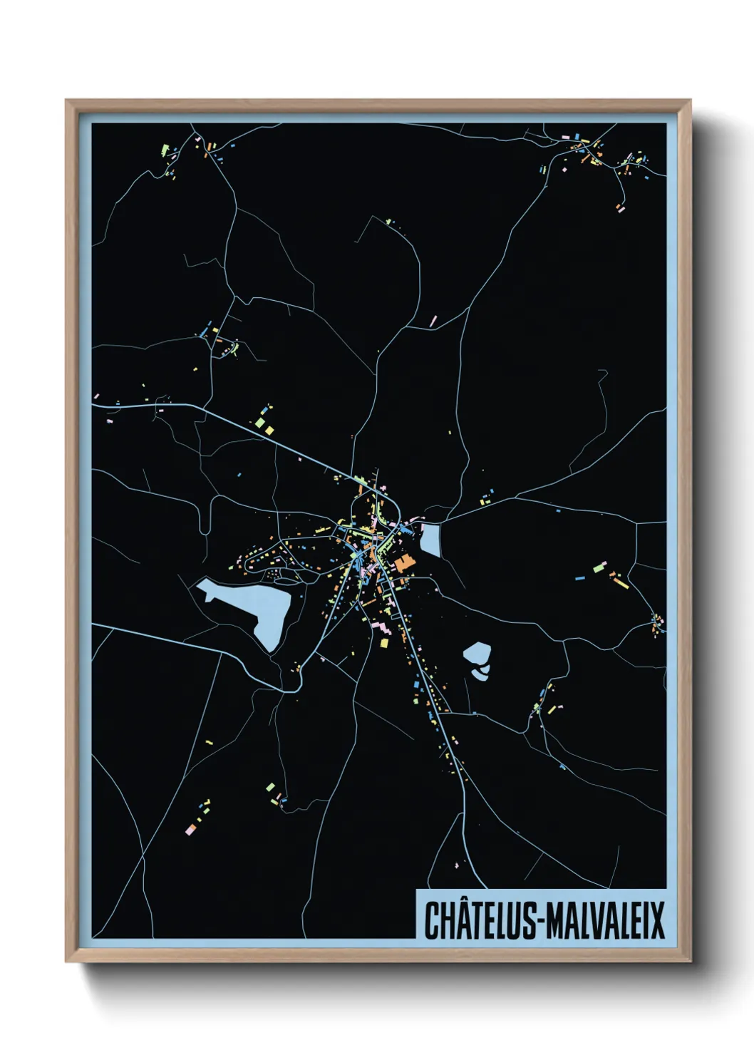 Une affiche de carte sur Châtelus-Malvaleix