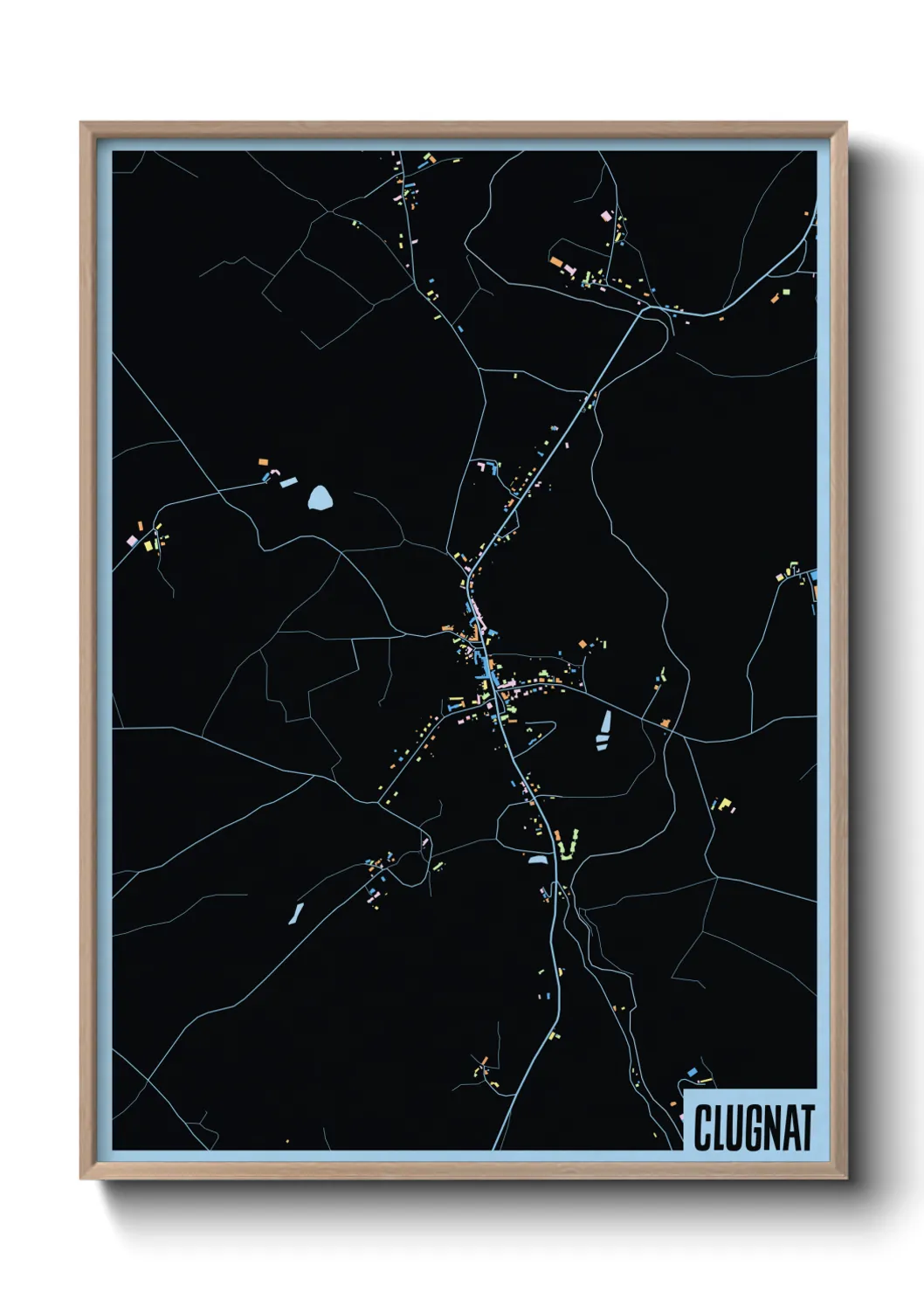 Une affiche de carte sur Clugnat