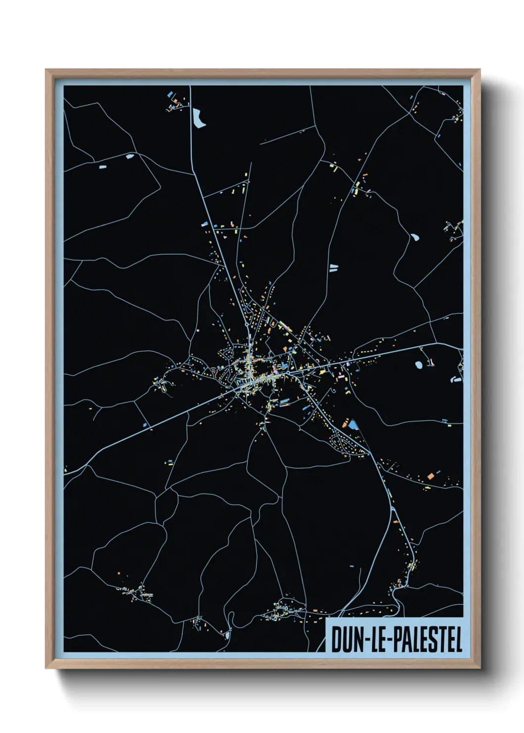 Une affiche de carte sur Dun-le-Palestel