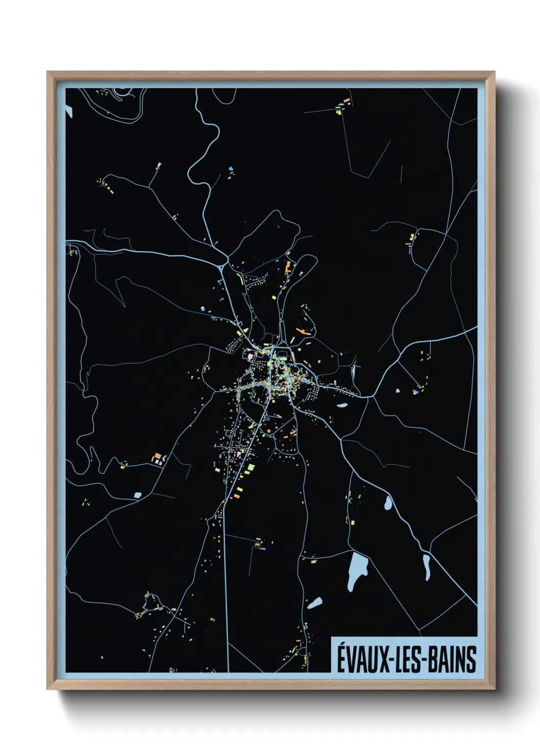 Une affiche de carte sur Évaux-les-Bains