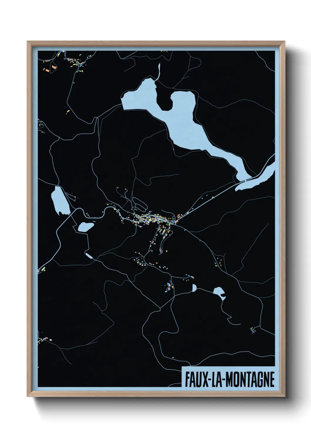 Une affiche de carte sur Faux-la-Montagne