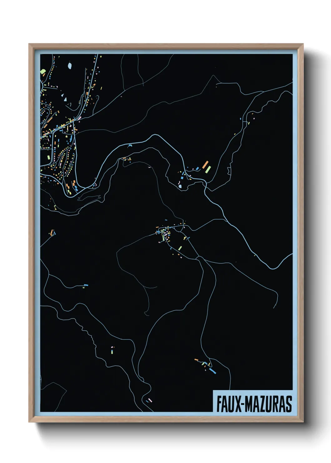 Une affiche de carte sur Faux-Mazuras