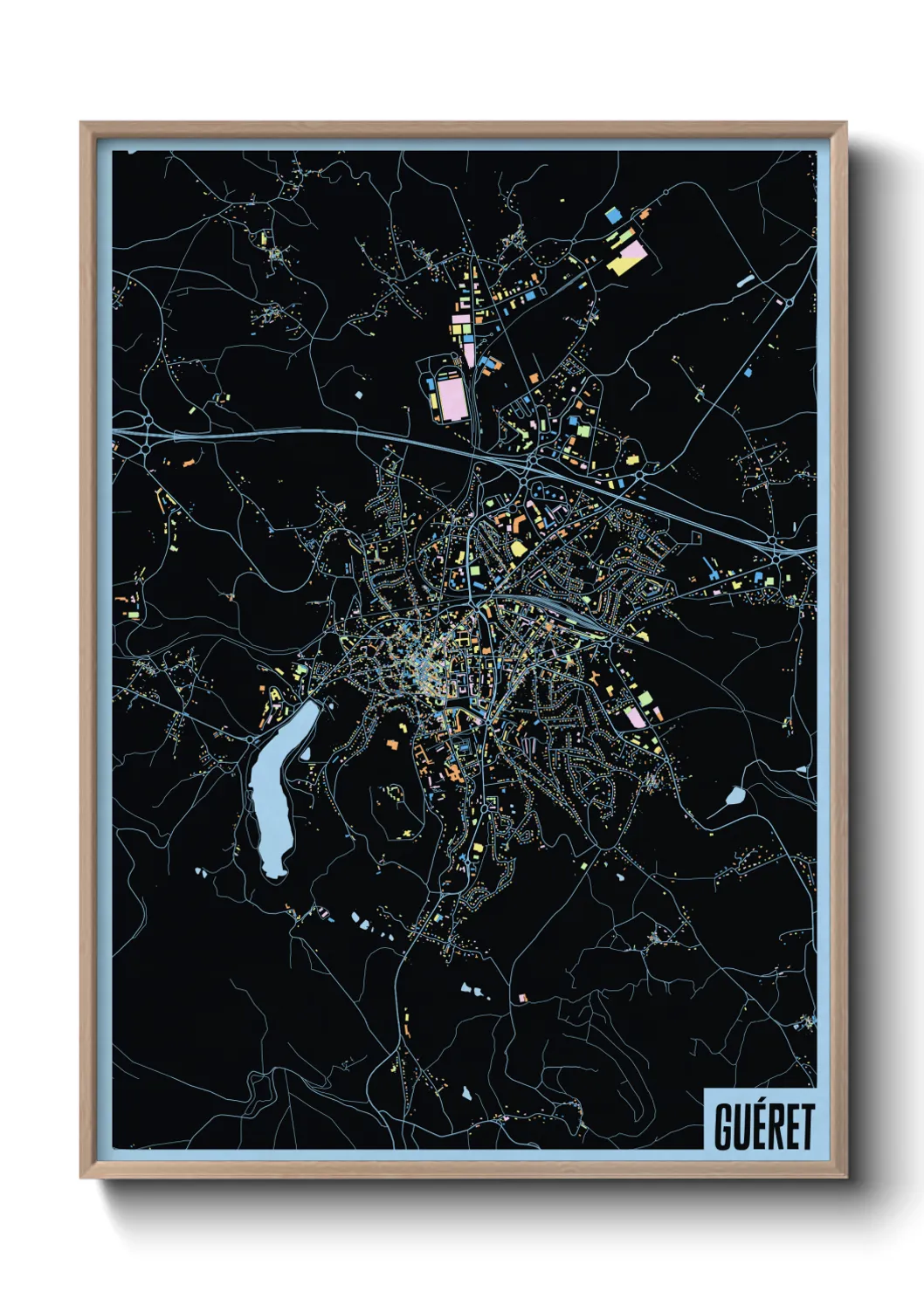 Une affiche de carte sur Guéret