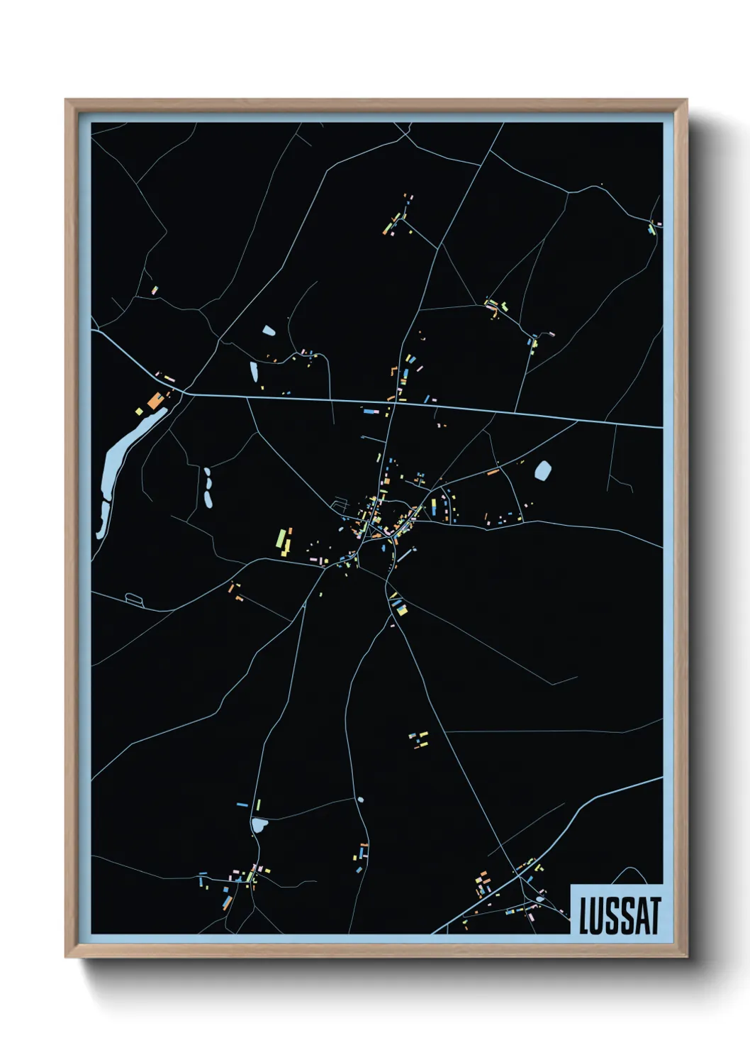 Une affiche de carte sur Lussat