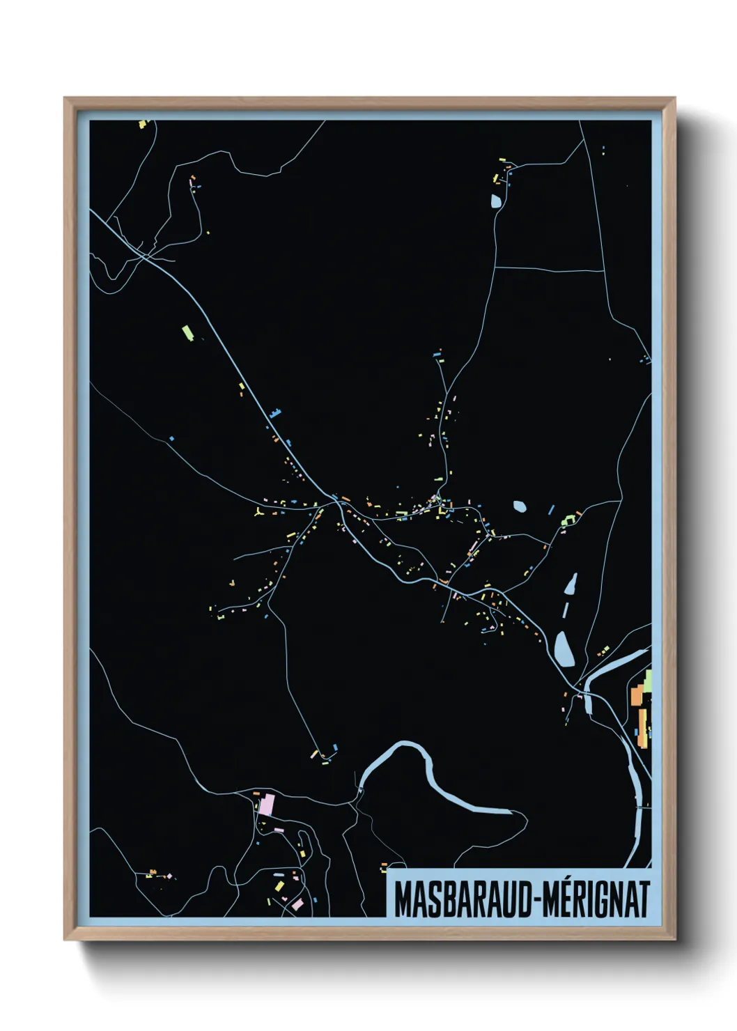 Une affiche de carte sur Masbaraud-Mérignat