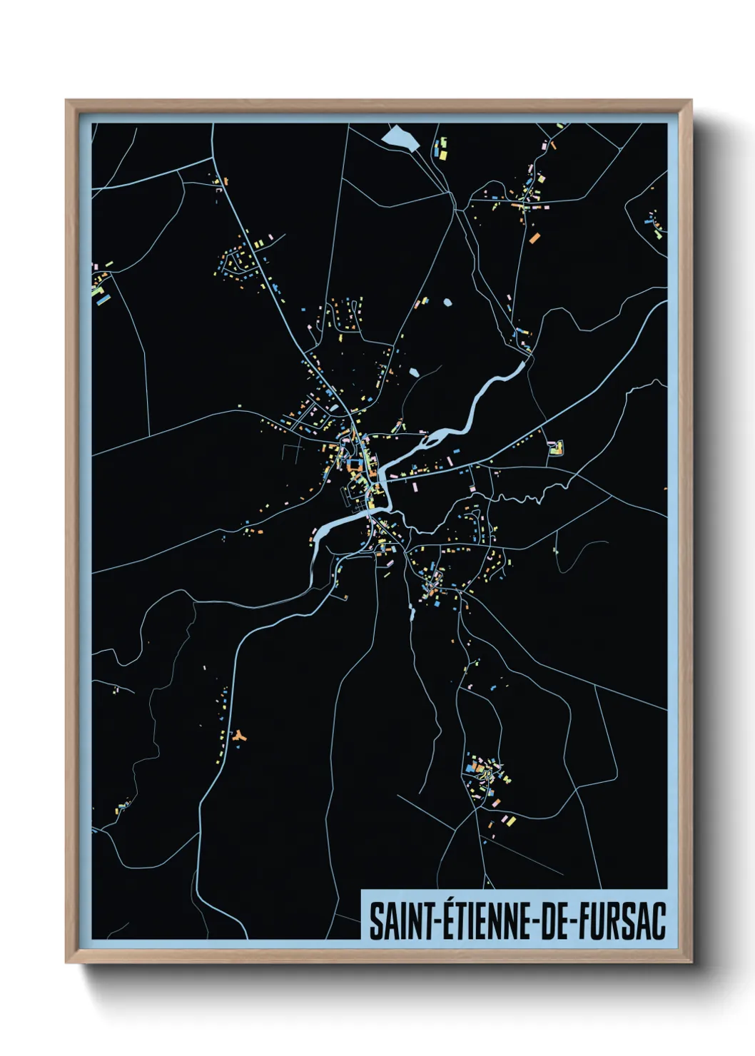 Une affiche de carte sur Saint-Étienne-de-Fursac