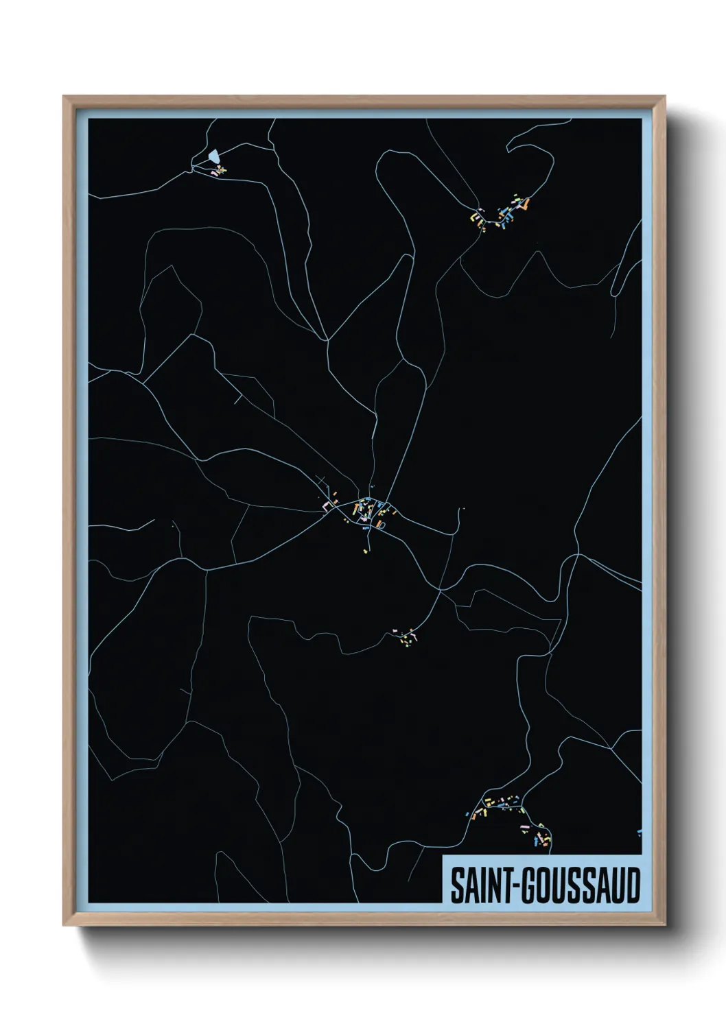 Une affiche de carte sur Saint-Goussaud