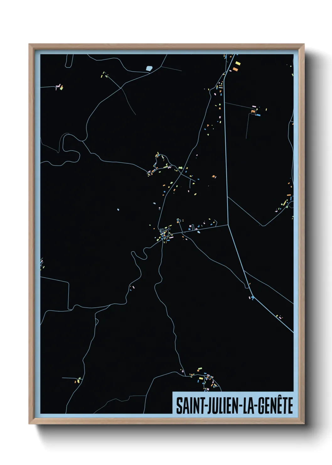 Une affiche de carte sur Saint-Julien-la-Genête