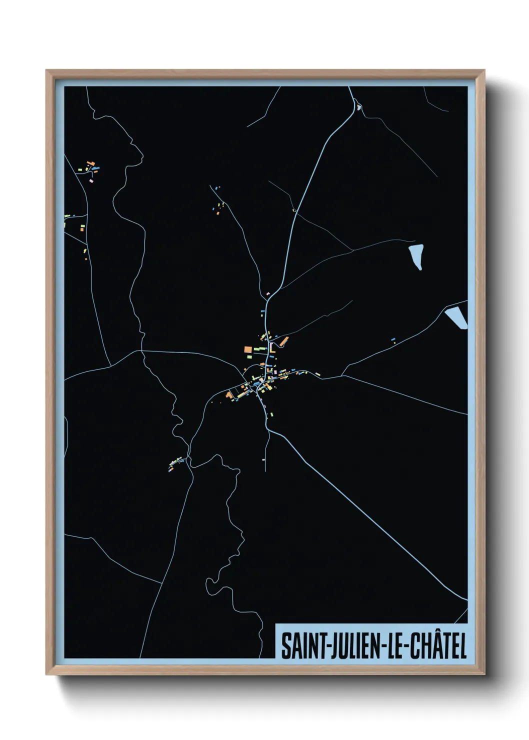 Une affiche de carte sur Saint-Julien-le-Châtel