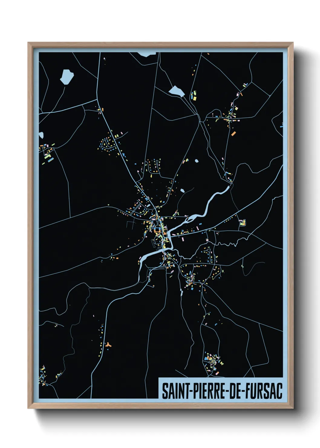 Une affiche de carte sur Saint-Pierre-de-Fursac