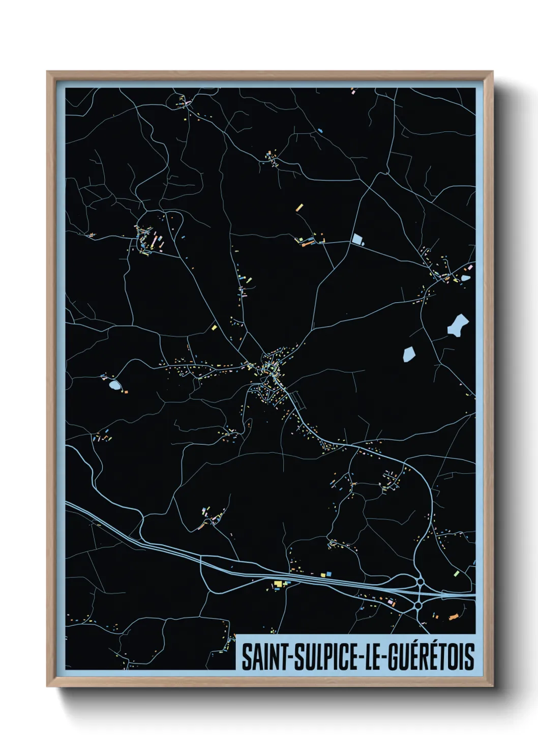 Une affiche de carte sur Saint-Sulpice-le-Guérétois