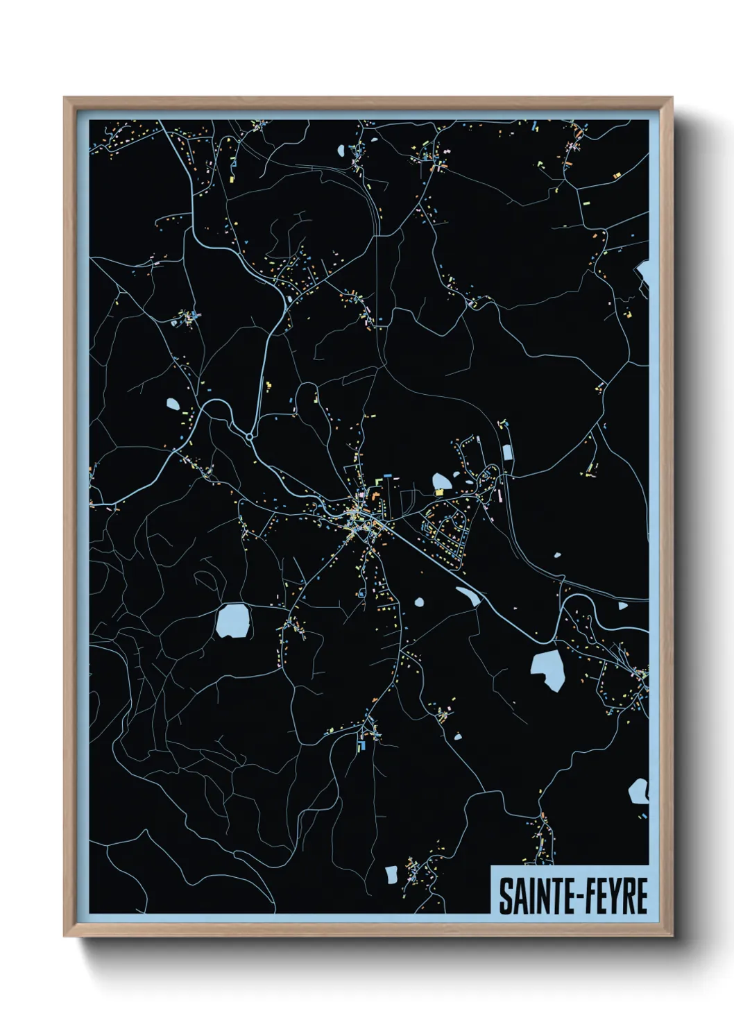 Une affiche de carte sur Sainte-Feyre