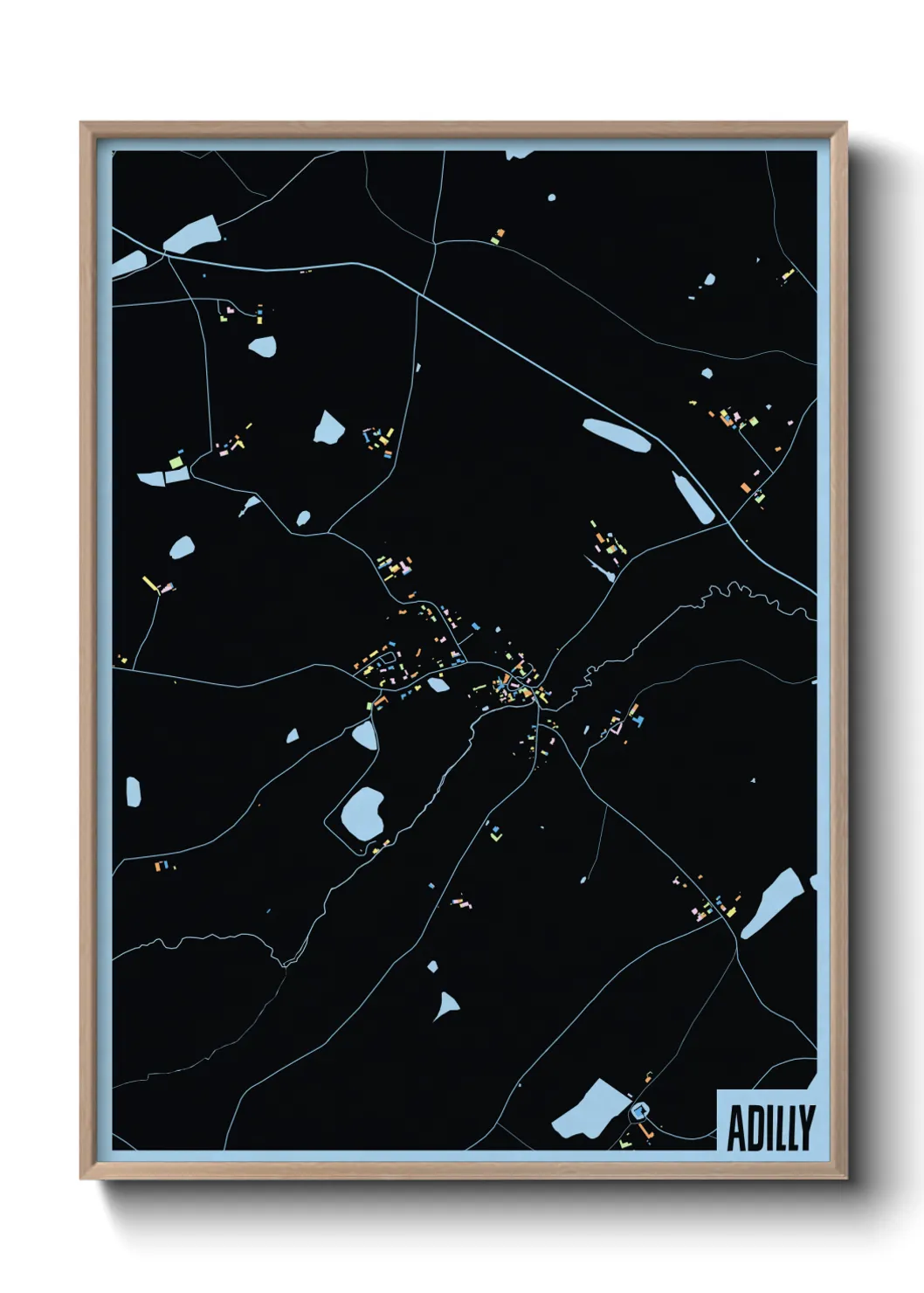 Une affiche de carte sur Adilly