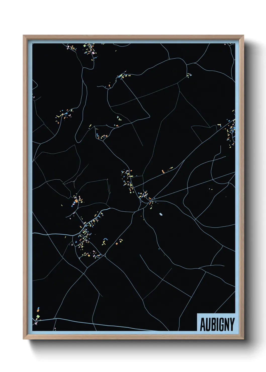 Une affiche de carte sur Aubigny