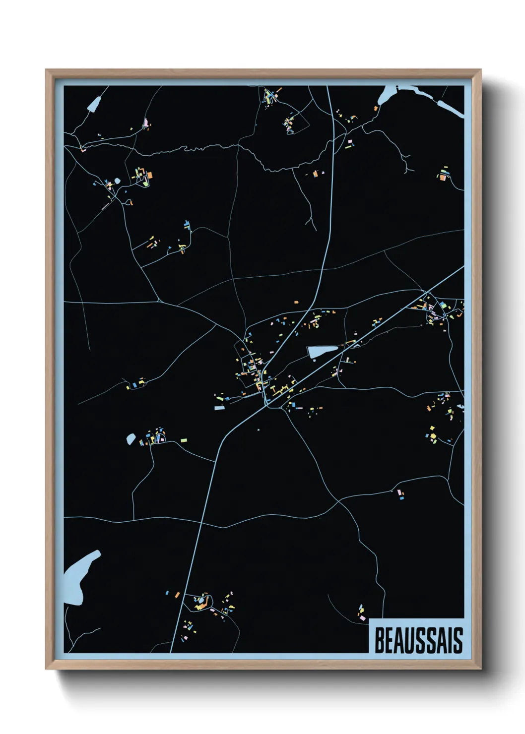 Une affiche de carte sur Beaussais