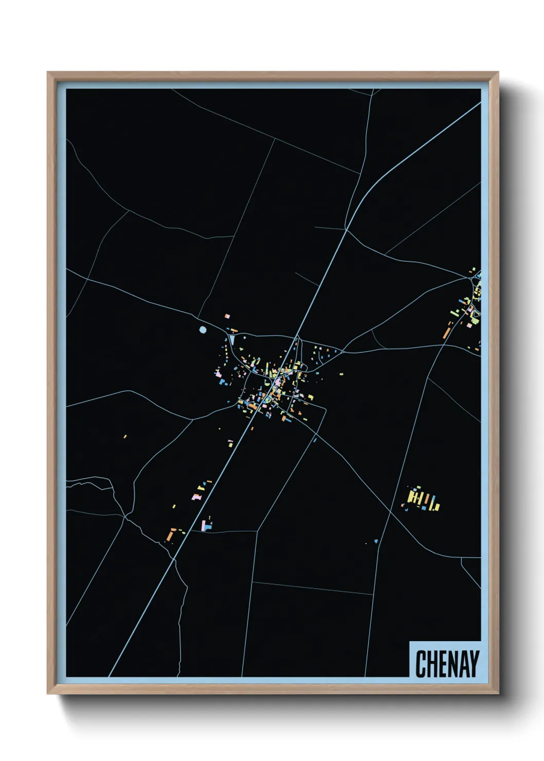 Une affiche de carte sur Chenay