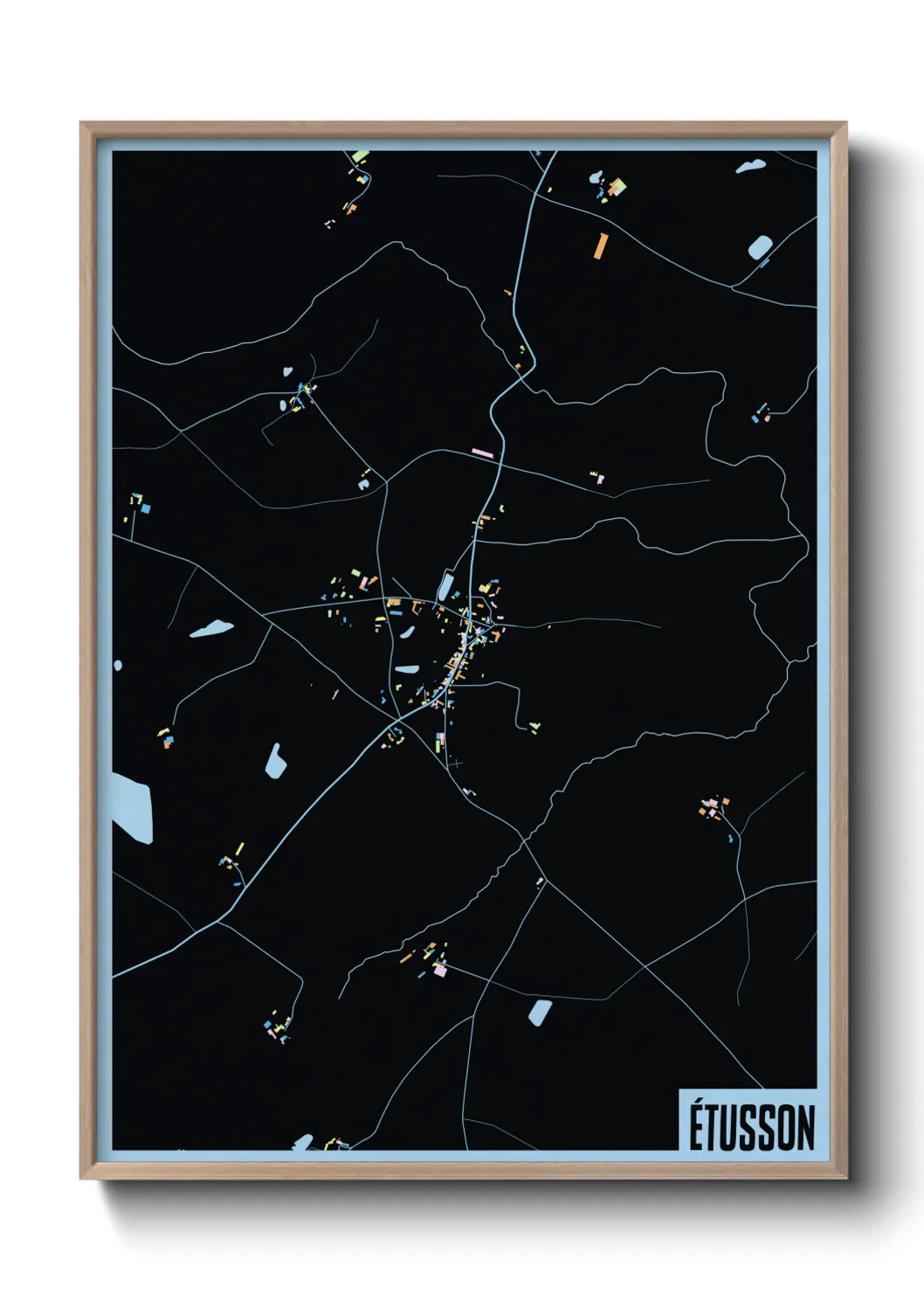 Une affiche de carte sur Étusson
