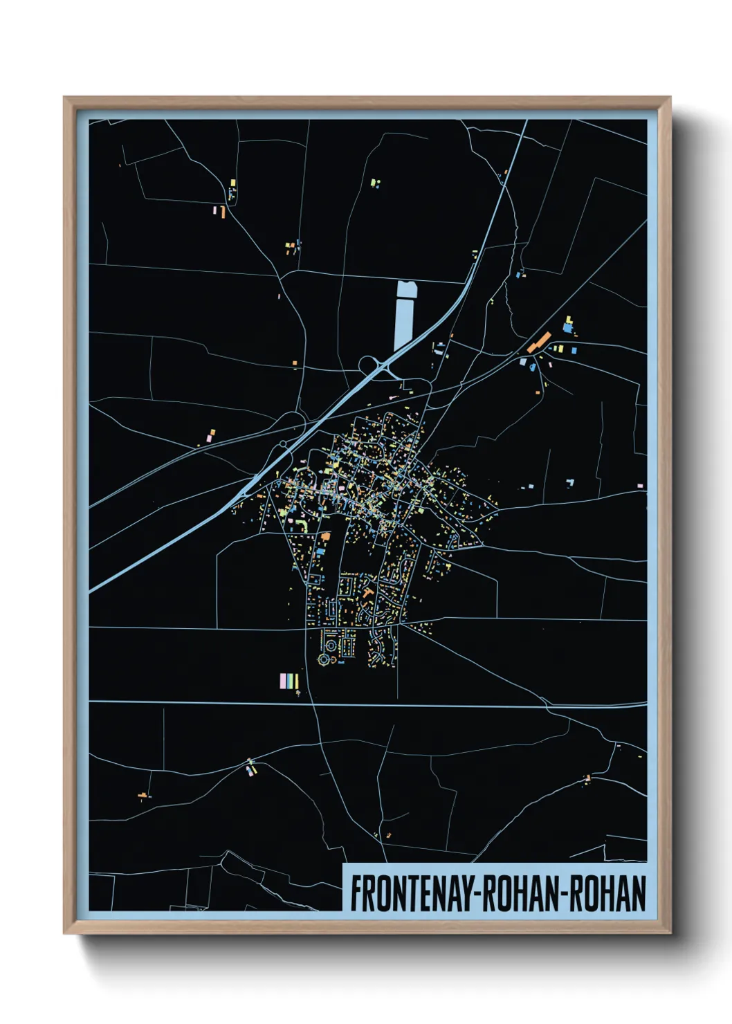 Une affiche de carte sur Frontenay-Rohan-Rohan