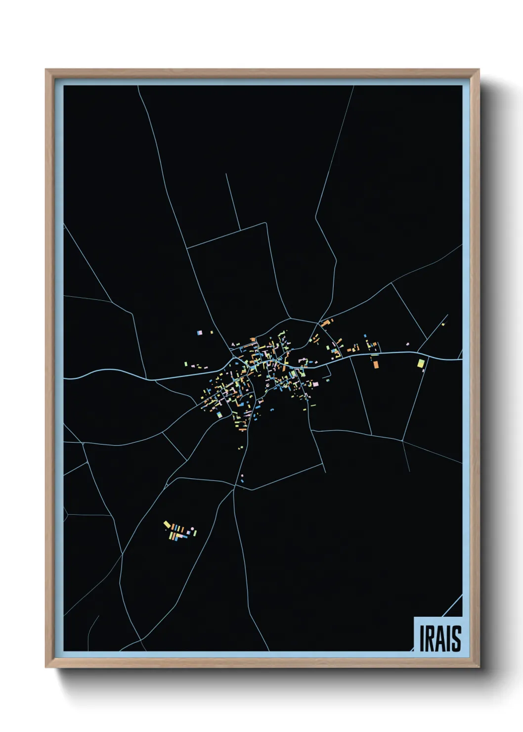 Une affiche de carte sur Irais