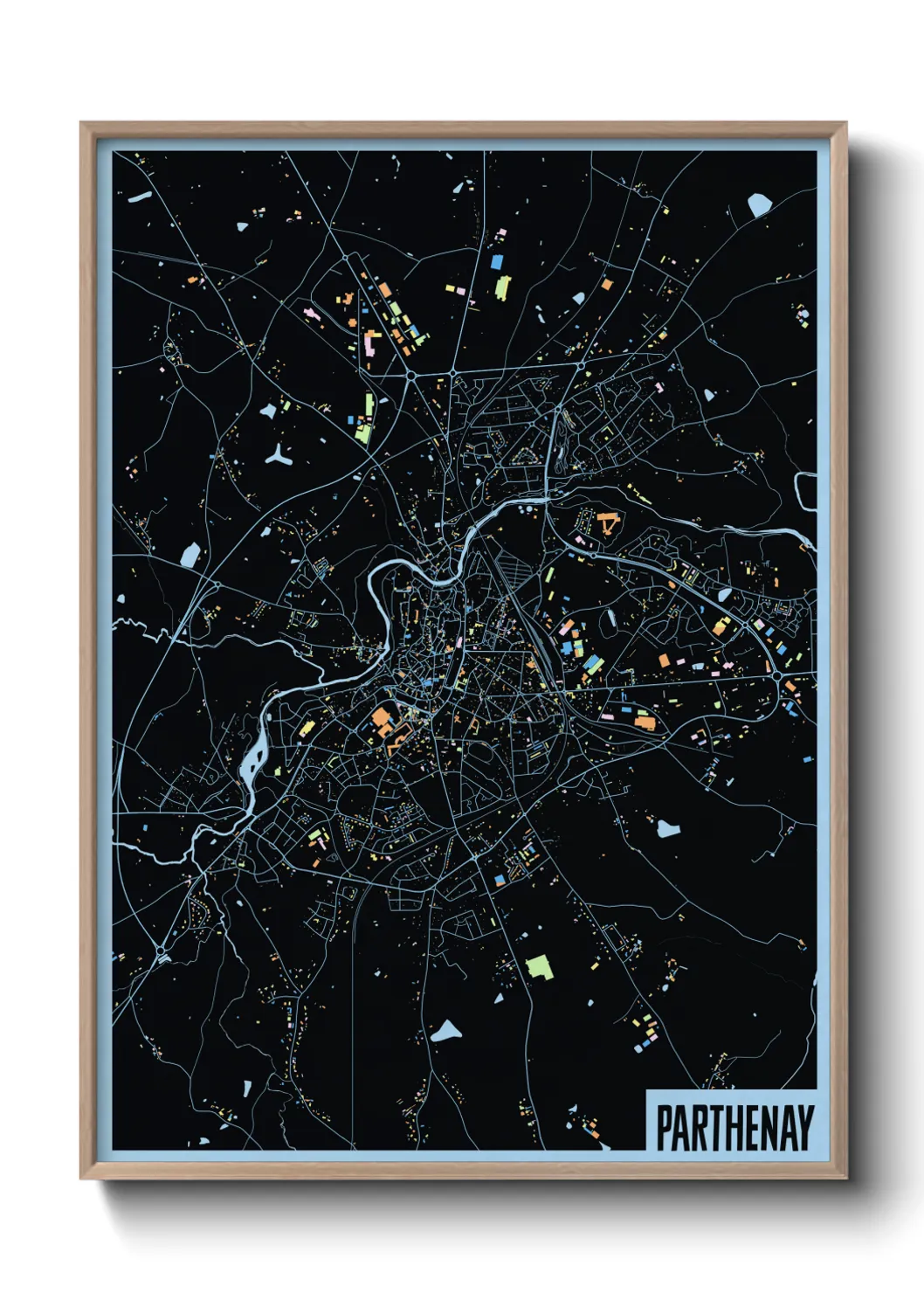 Une affiche de carte sur Parthenay