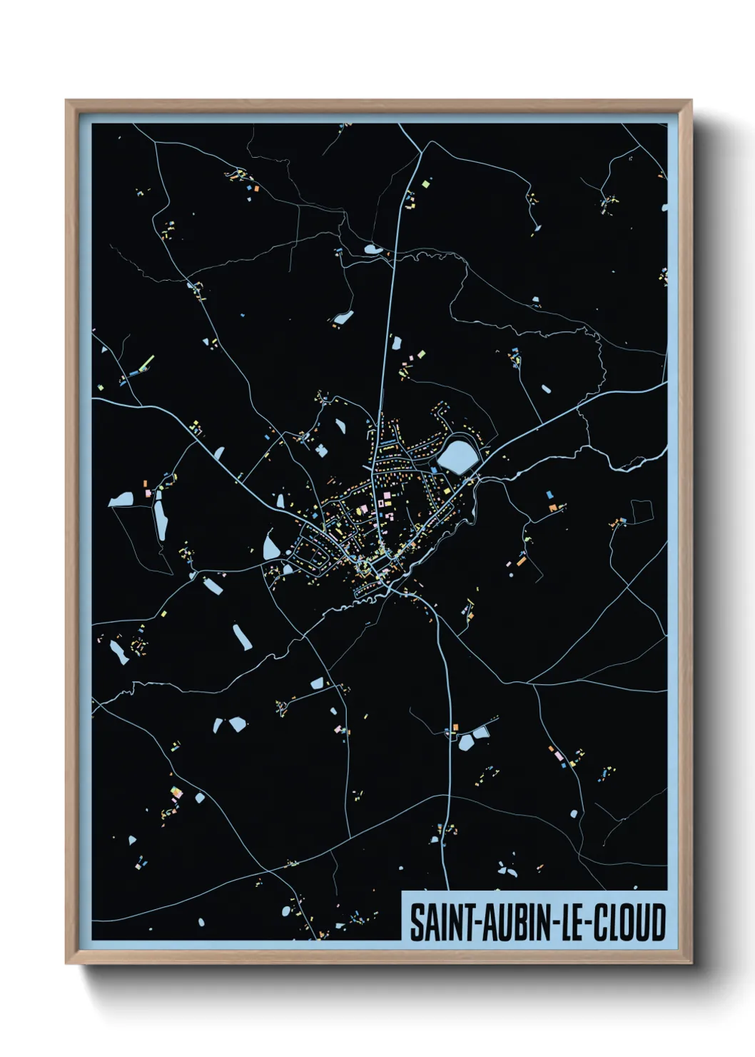 Une affiche de carte sur Saint-Aubin-le-Cloud