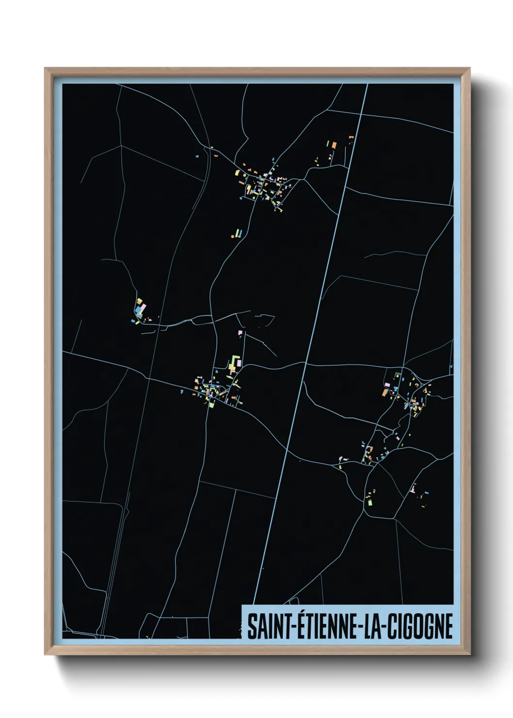 Une affiche de carte sur Saint-Étienne-la-Cigogne