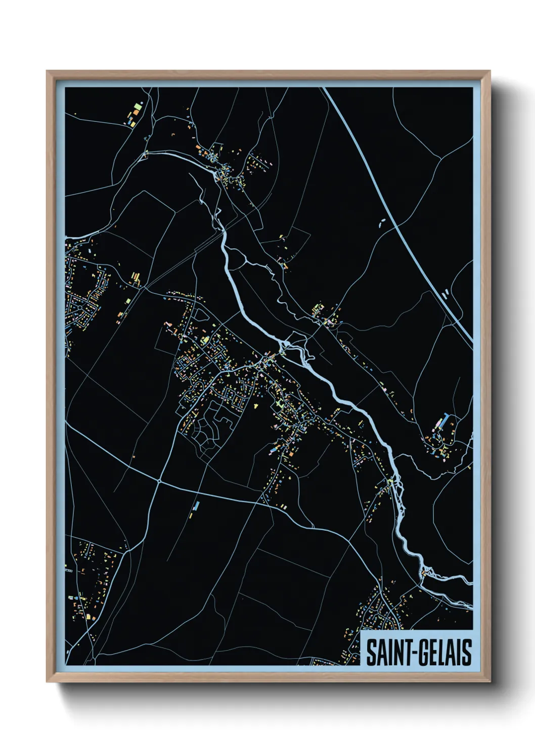 Une affiche de carte sur Saint-Gelais