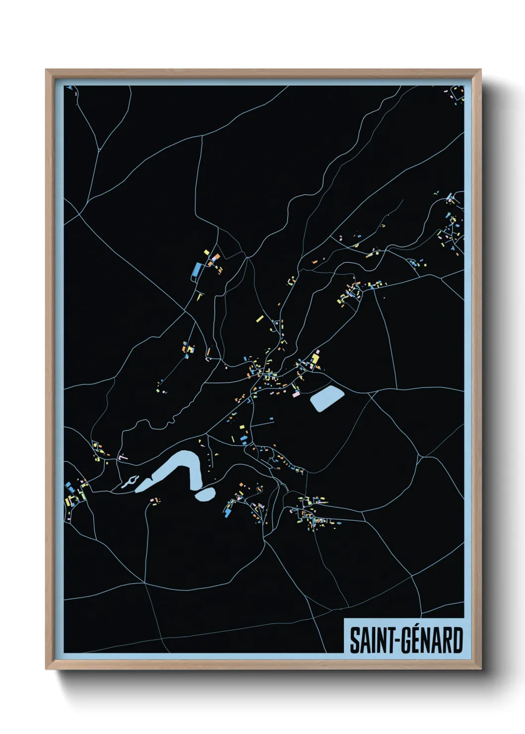 Une affiche de carte sur Saint-Génard