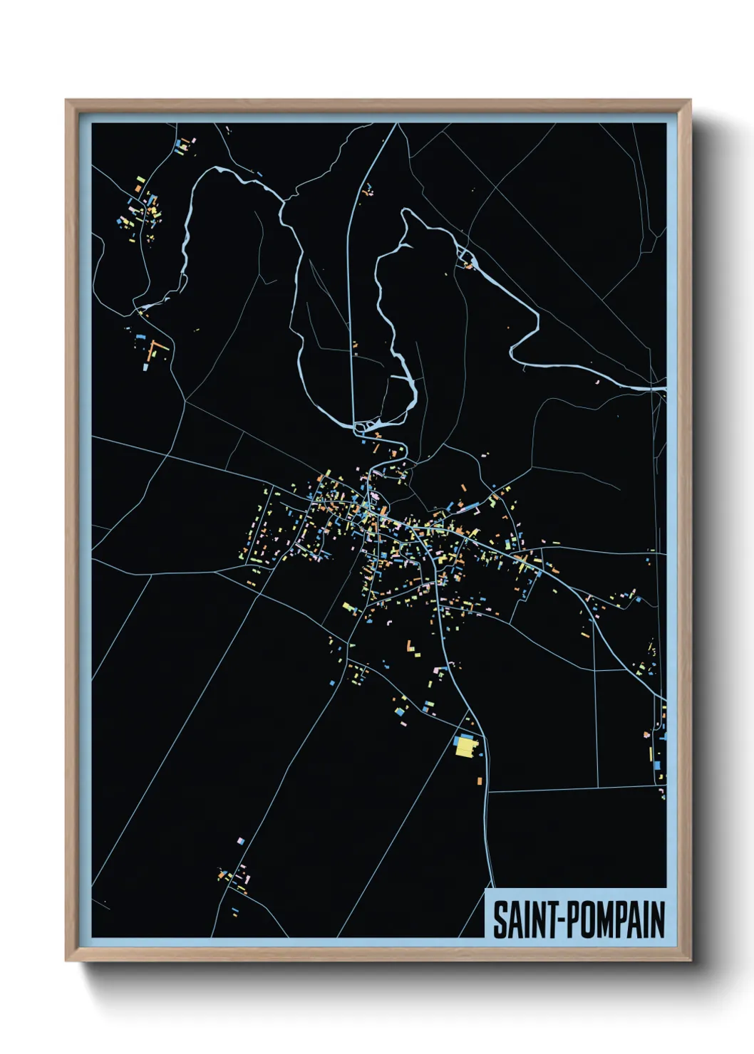 Une affiche de carte sur Saint-Pompain