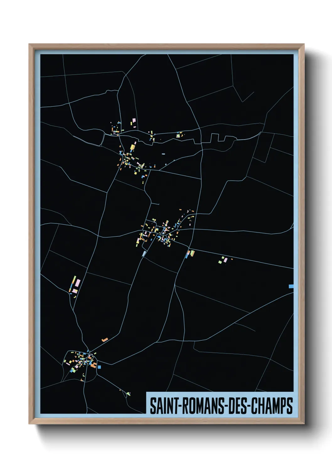 Une affiche de carte sur Saint-Romans-des-Champs