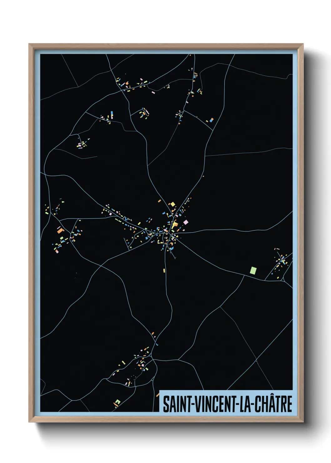 Une affiche de carte sur Saint-Vincent-la-Châtre