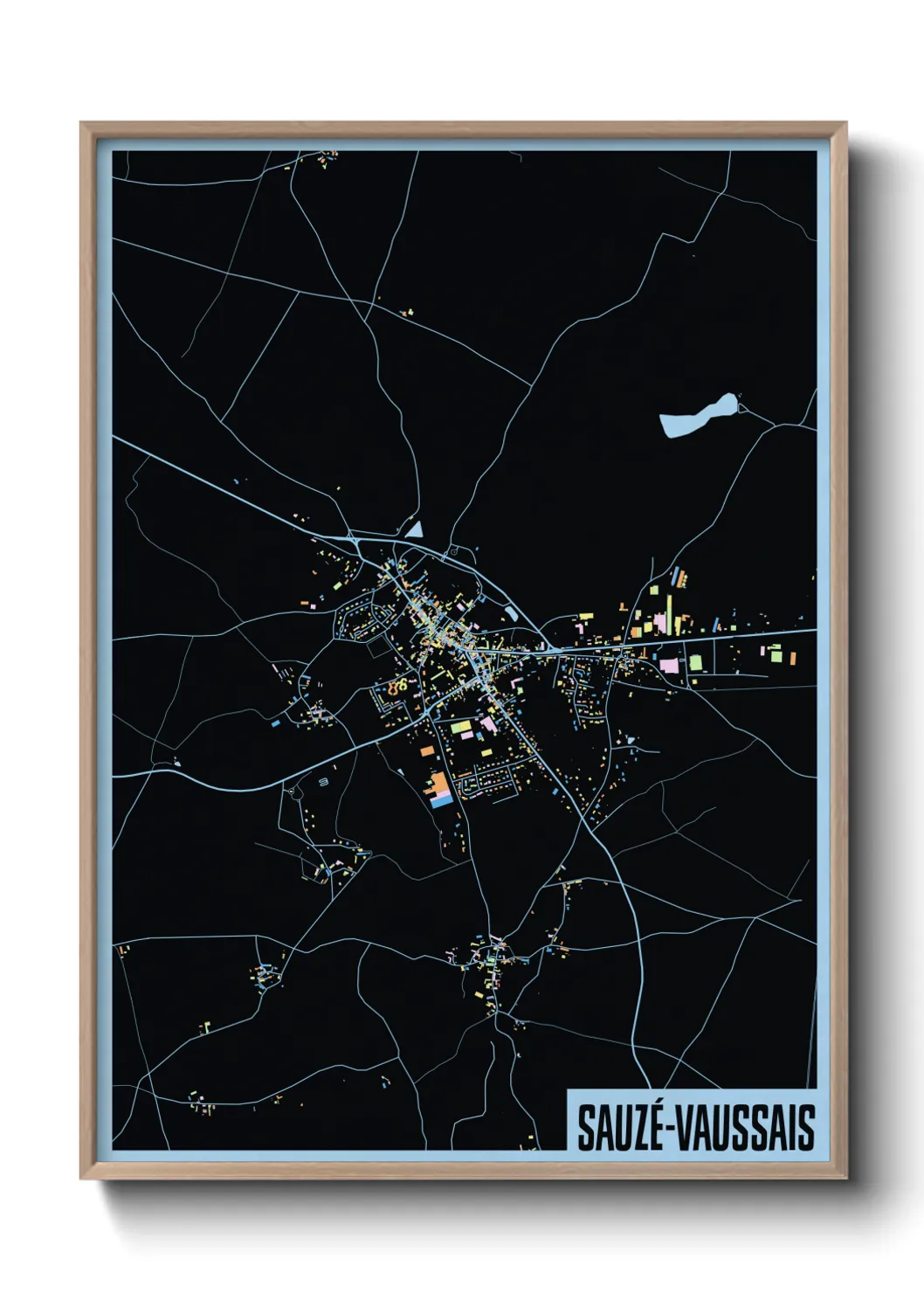 Une affiche de carte sur Sauzé-Vaussais