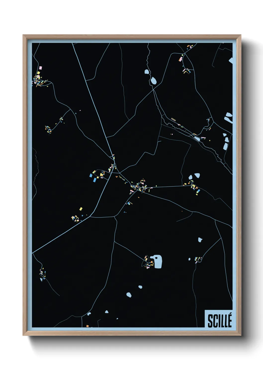 Une affiche de carte sur Scillé