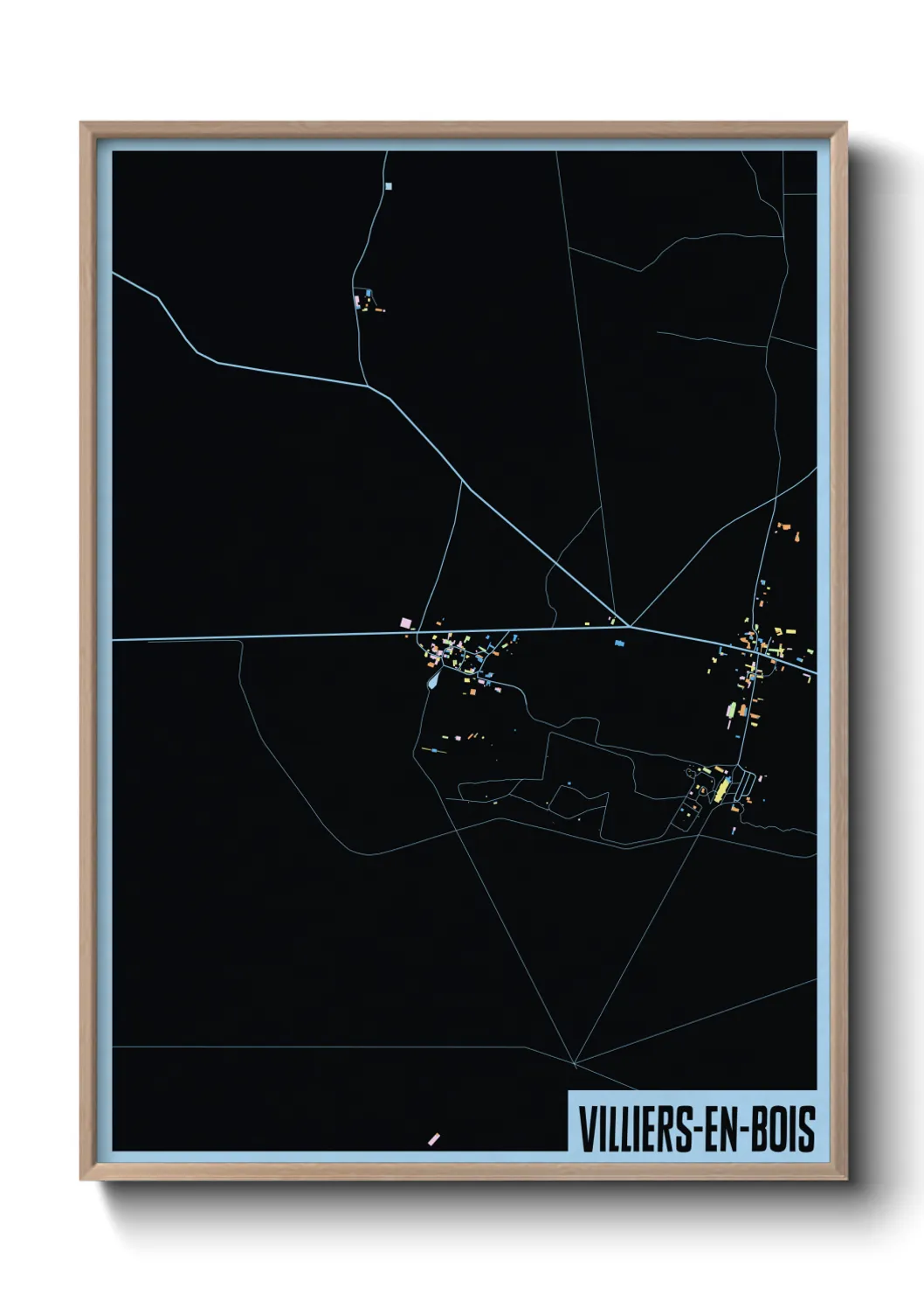 Une affiche de carte sur Villiers-en-Bois